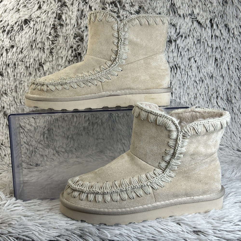 Beach By Matisse Tahoe Ankle Booties Boho Comfort Faux Fur Size‎ 6 Winter Tan